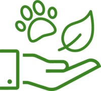 palvelut Kuvake kädestä, tassusta ja puunlehdestä